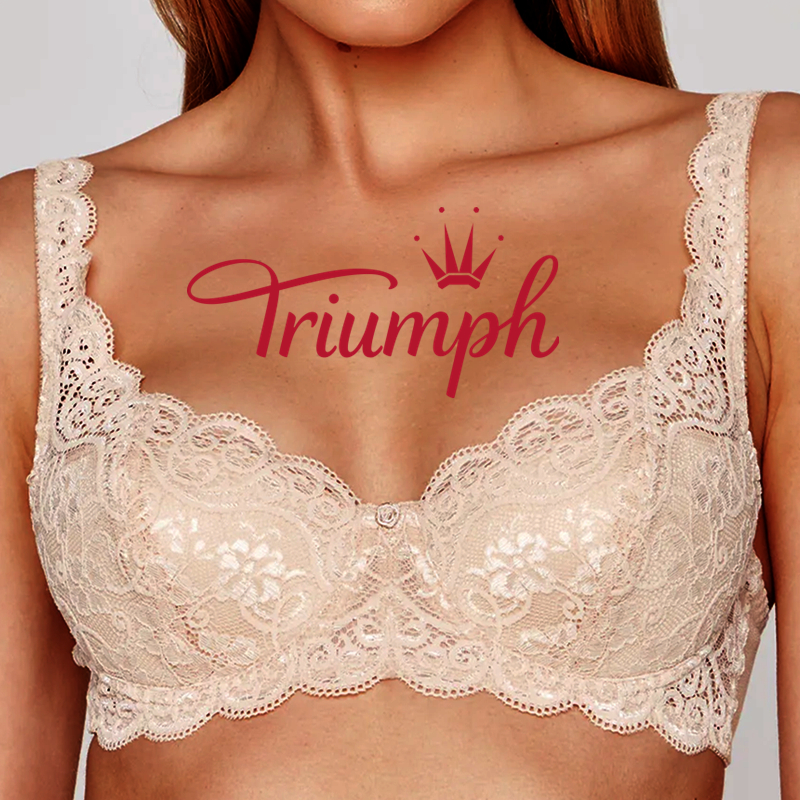 Triumph® 4 kosi.✨💝Udoben čipkast modrček s cvetličnim vezenjem, plus velikost [75A-120F]